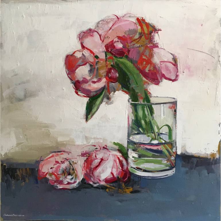 Original Modern Floral Paintings by Behnaz Sohrabian