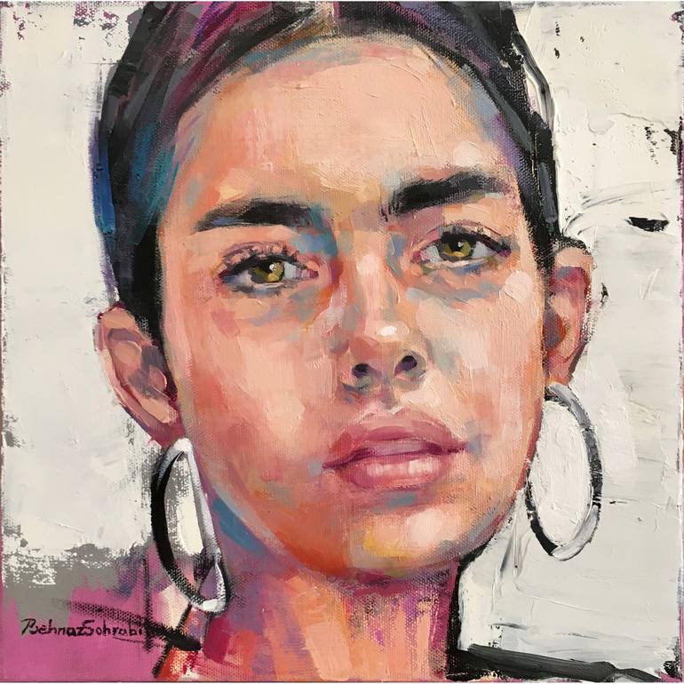 Original Figurative Portrait Paintings by Behnaz Sohrabian