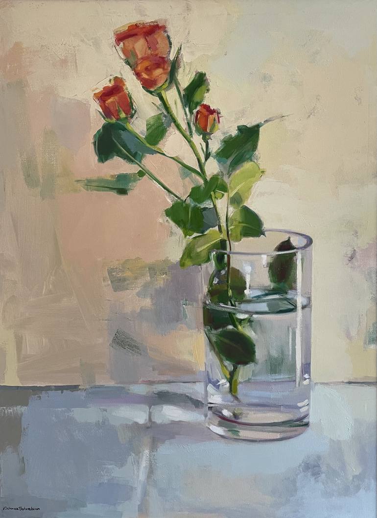 Original Modern Floral Paintings by Behnaz Sohrabian