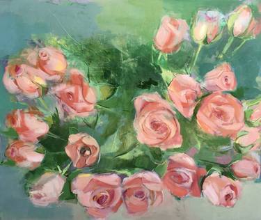 Original Expressionism Floral Paintings by Behnaz Sohrabian