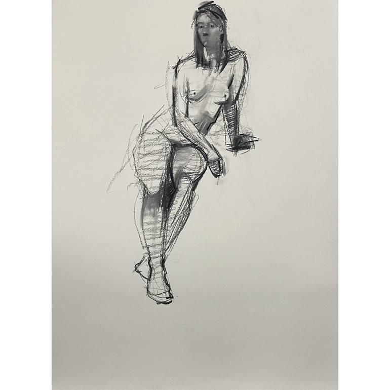 Original Figurative Nude Drawings by Behnaz Sohrabian