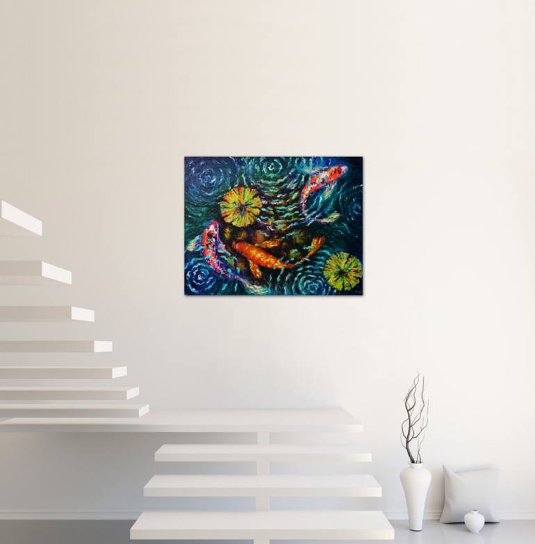 Original Impressionism Fish Painting by Elizabeth Cox