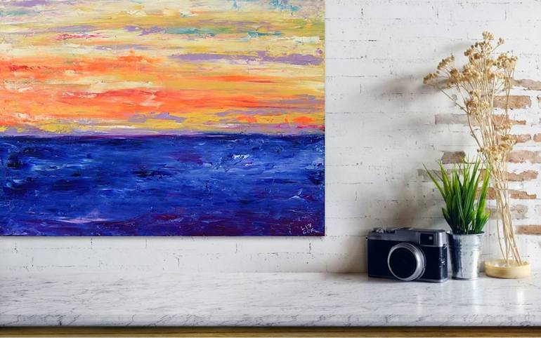 Original Abstract Seascape Painting by Elizabeth Cox