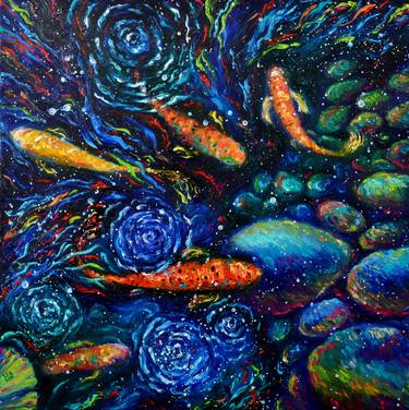 Original Expressionism Fish Paintings by Elizabeth Cox