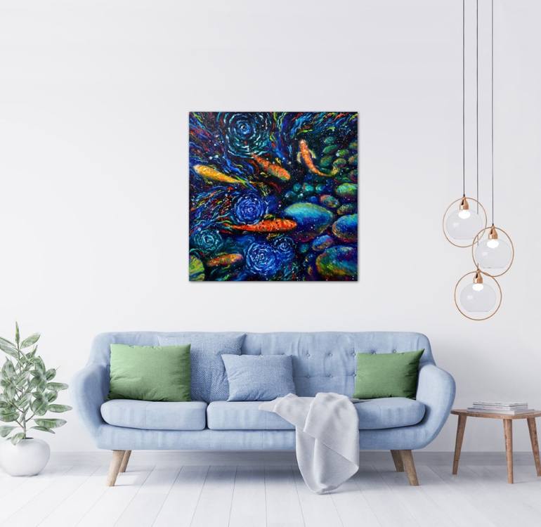 Original Expressionism Fish Painting by Elizabeth Cox