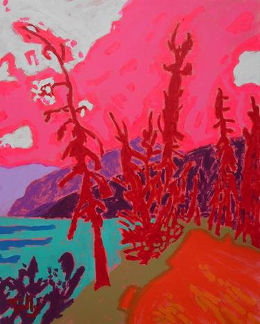 Red Trees at Lake Louise thumb