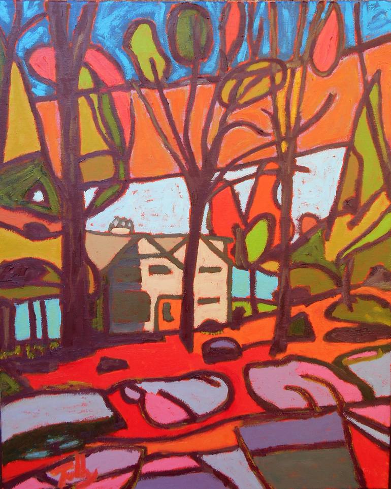Original Landscape Painting by William Tully | Fauvism Art on Canvas | That House by the Lake