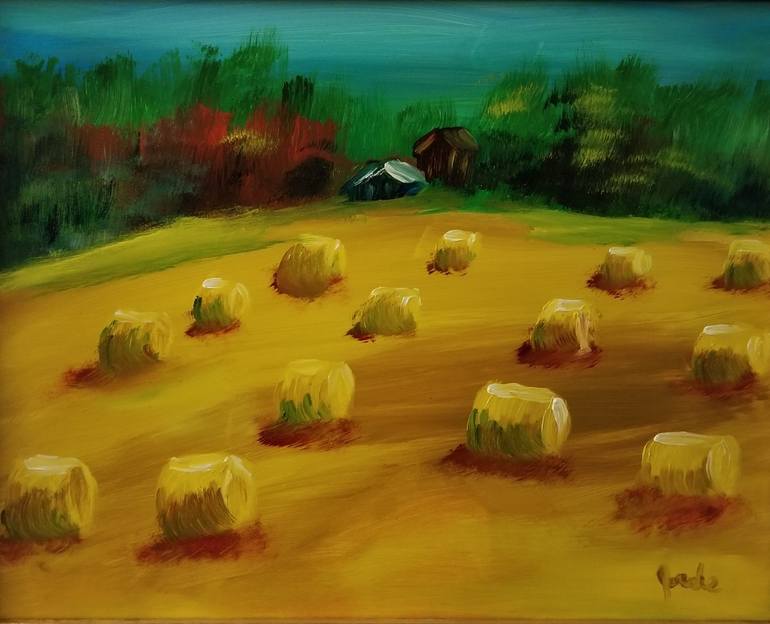 Haystacks in Field Painting by Steven Jorde Saatchi Art