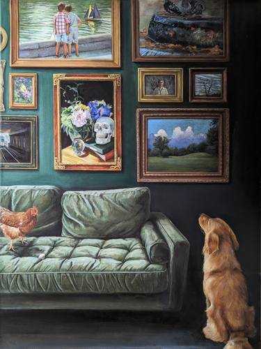 Original Surrealism Dogs Paintings by Anne Smythe