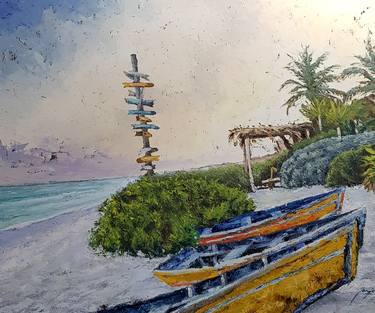 Original Boat Painting by Zoltan Jancso