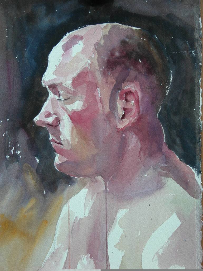 Head Study in watercolour Painting by michael kirby | Saatchi Art