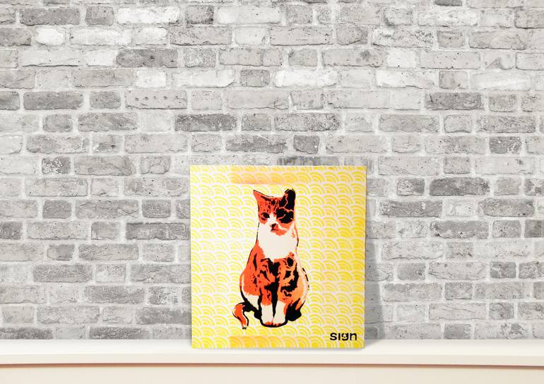 Original Street Art Cats Painting by Stefano Chies - Sign -