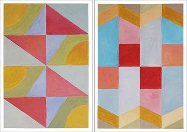 Original Abstract Geometric Paintings by Kind of Cyan