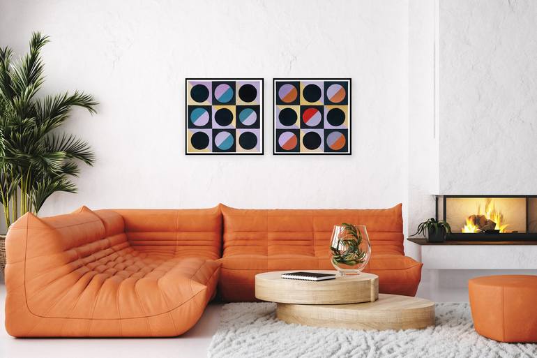 Original Abstract Geometric Painting by Kind of Cyan