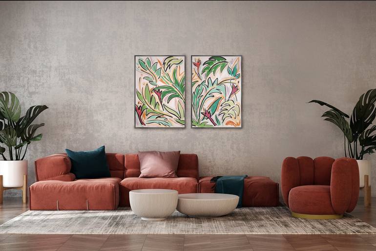 Original Modern Floral Painting by Kind of Cyan