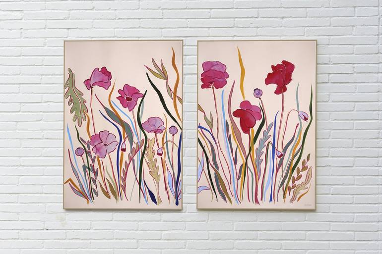 Original Contemporary Floral Painting by Kind Of Cyan