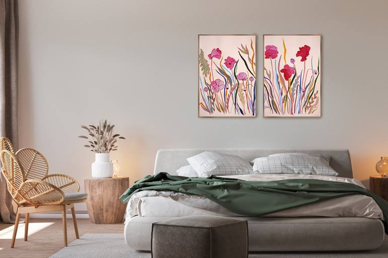 Original Contemporary Floral Painting by Kind Of Cyan