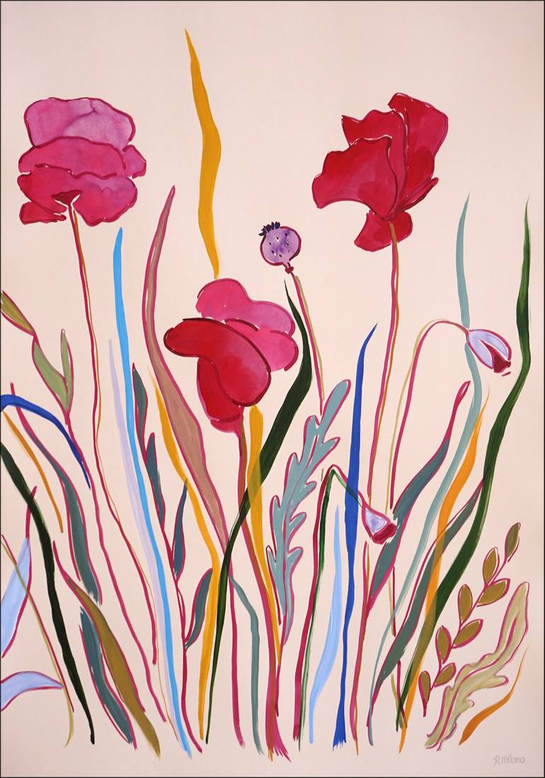 Original Contemporary Floral Painting by Kind Of Cyan