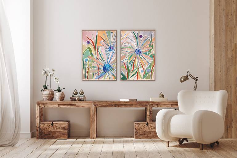 Original Expressionism Floral Painting by Kind of Cyan