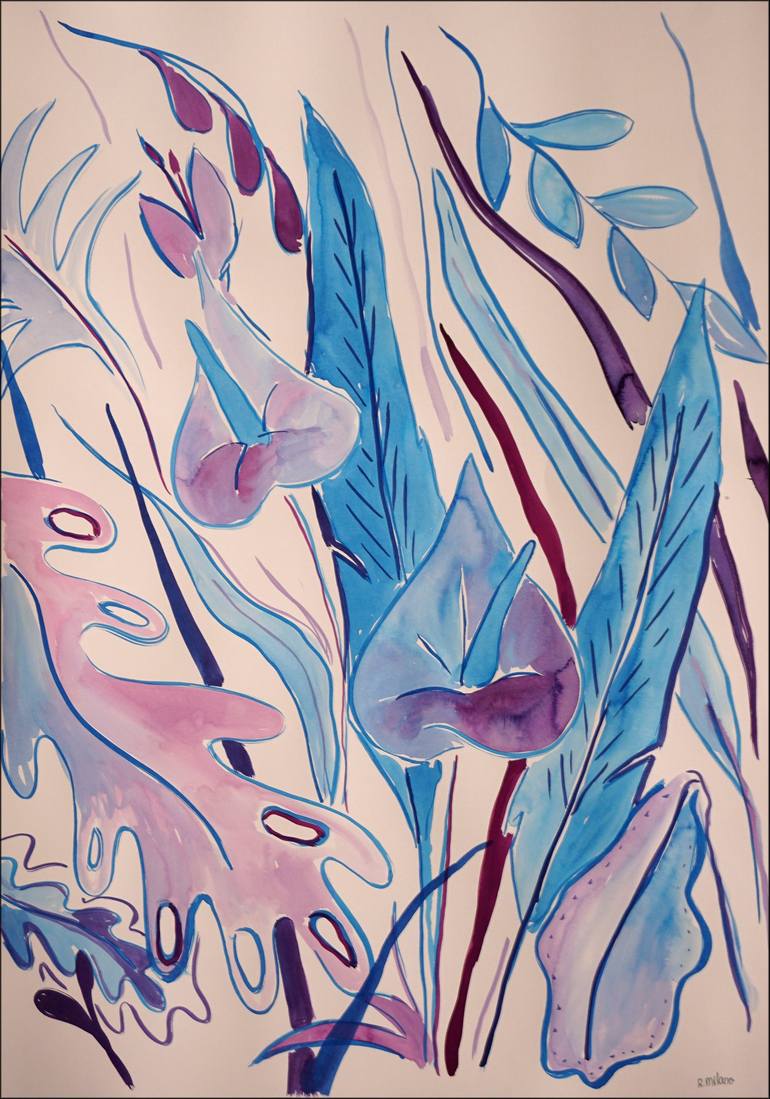 Original Floral Painting by Kind of Cyan