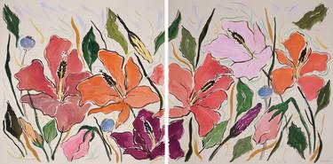Original Expressionism Floral Paintings by Kind of Cyan