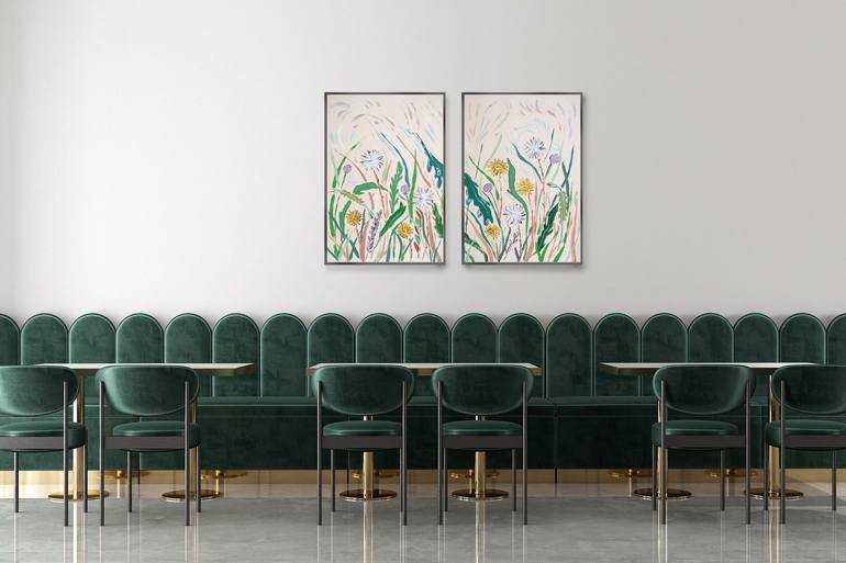 Original Art Deco Floral Painting by Kind of Cyan