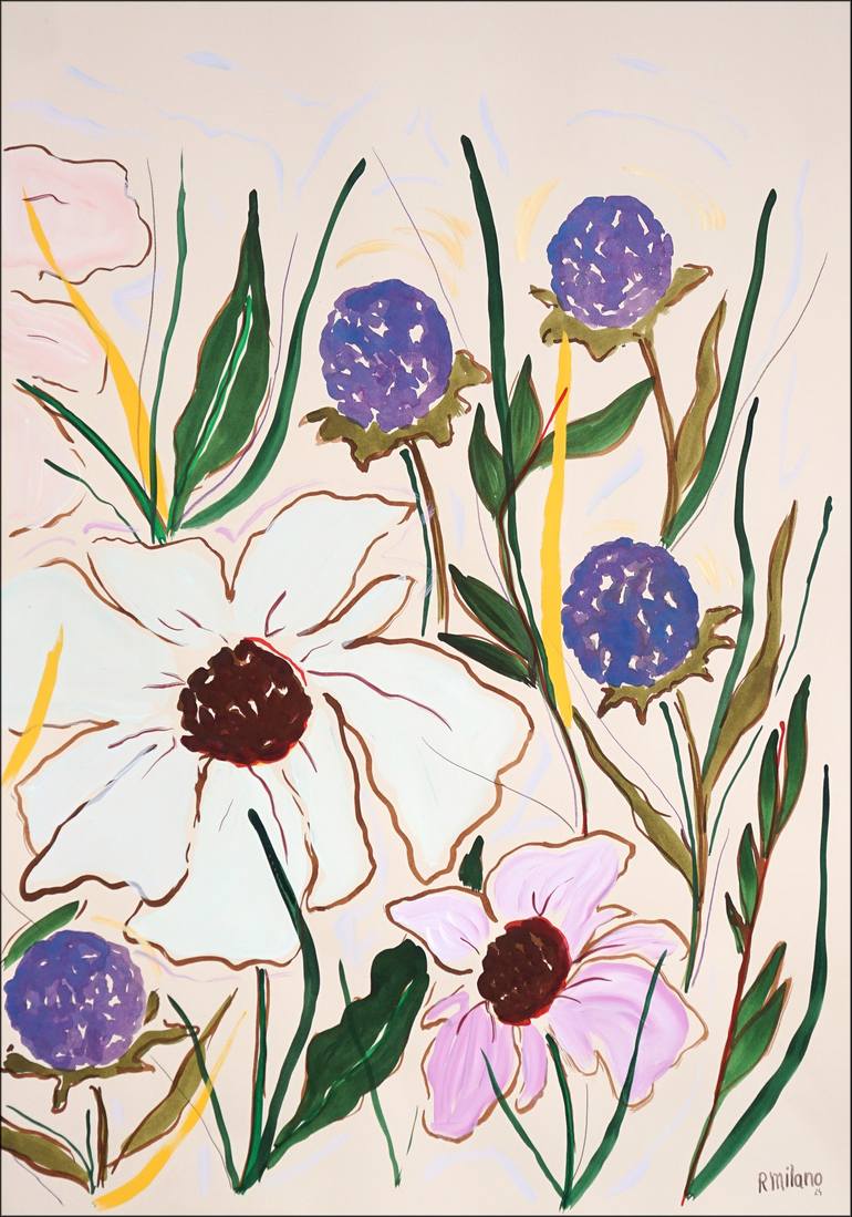 Original Folk Floral Painting by Kind of Cyan