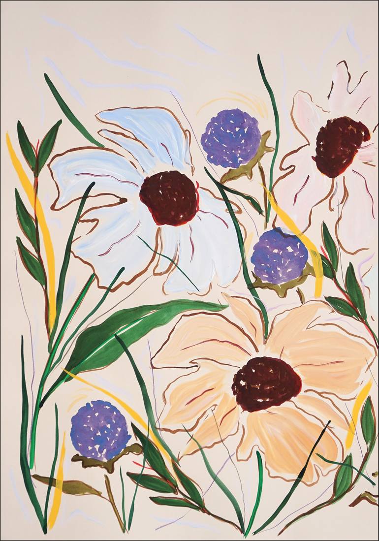 Original Folk Floral Painting by Kind of Cyan