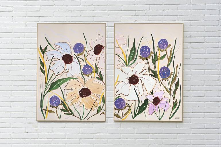 Original Folk Floral Painting by Kind of Cyan