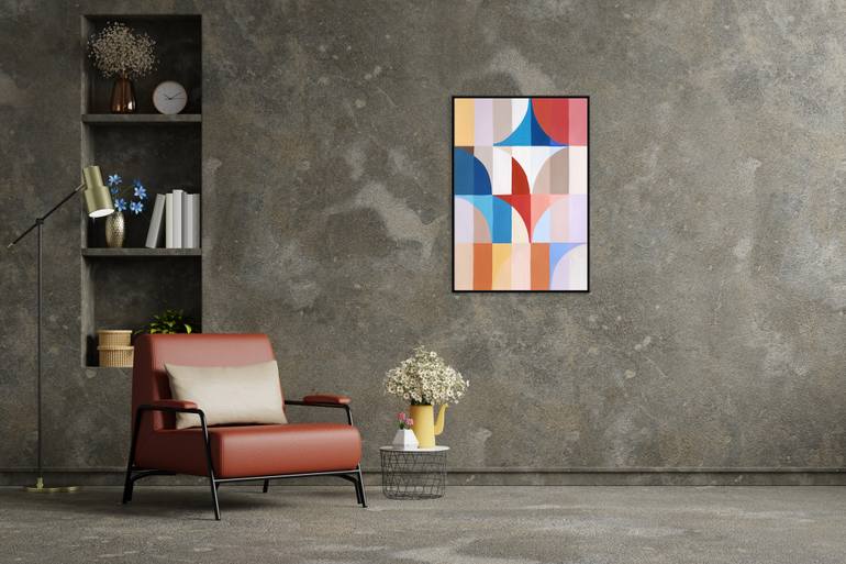 Original Abstract Geometric Painting by Kind Of Cyan