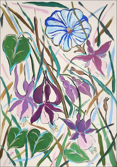 Original Figurative Botanic Paintings by Kind Of Cyan