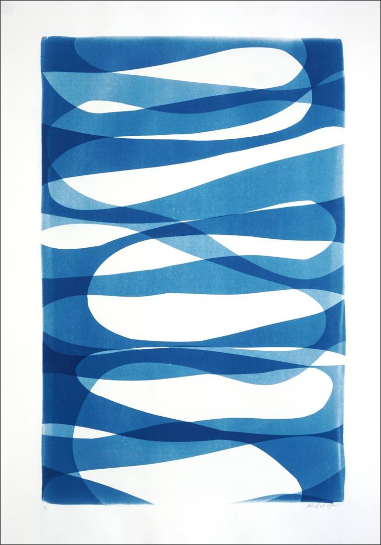 Original Patterns Printmaking by Kind Of Cyan | Abstract Art on Paper | School of Fish