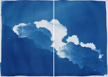 Azure Clouds Diptych / Cyanotype on Watercolor Paper / 100x140 cm / - Limited Edition of 20 thumb