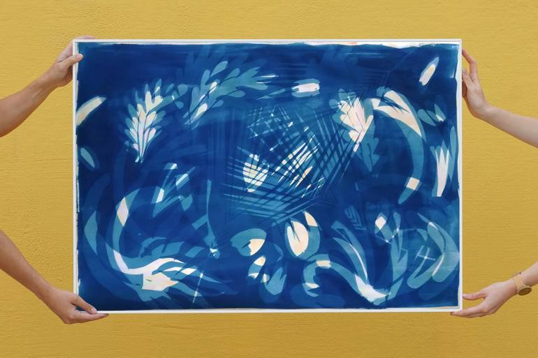 Original Abstract Botanic Printmaking by Kind of Cyan