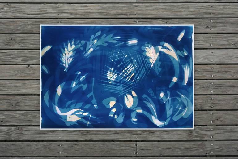 Original Abstract Botanic Printmaking by Kind of Cyan