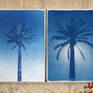 Exclusive limited edition cyanotype diptych.
Details:
+ Title: Duo of Egyptian Palms
+ Year: 2019
+ Edition Size: 20
+ Stamped and Certificate of Authenticity provided
+ Measurements : 100x140 cm (40 x 55 in.) Each paper measures 70x100 cm (28x 40 in.) each, a standard frame size
+ All cyanotype prints are made on high-quality Italian watercolor paper
WHAT IS A CYANOTYPE?
The cyanotype (a.k.a. sun-print) process is one of the oldest in the history of photography, dating back to the 1840's.
Cyanotypes were then made famous by Anna Atkins, considered the first female photographer. Inspired by nature, we feel the need to look back at a craft that is handmade, analogue, and using an all-natural light source: the sun.
Our cyanotypes are made by coating high-quality Italian watercolor paper with a light-sensitive emulsion. We then expose it in direct sunlight for several minutes using a photo negative to get the best image quality. Finally, the print is washed and fixed with water to stop the reaction and prevent fading.
What you get is an amazing, royal blue image, with absolutely no ink involved. And since each print is handmade, tones will give gorgeous, subtle variations. The beauty of cyanotypes is that each print is absolutely unique.