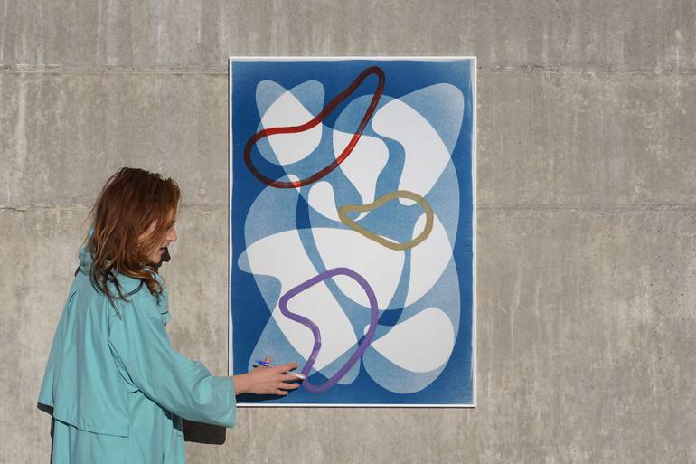 Original Art Deco Abstract Painting by Kind of Cyan