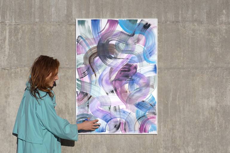 Original Abstract Patterns Painting by Kind of Cyan