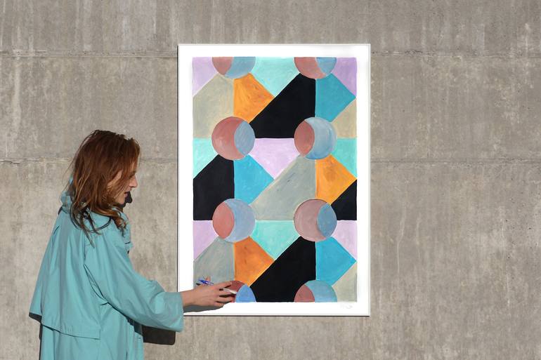 Original Abstract Patterns Painting by Kind of Cyan