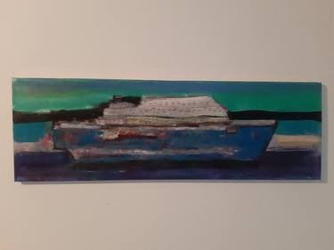 Original Abstract Expressionism Boat Painting by Stevan Rajic