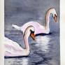 Swan Couple Painting by Jack Goldman | Saatchi Art