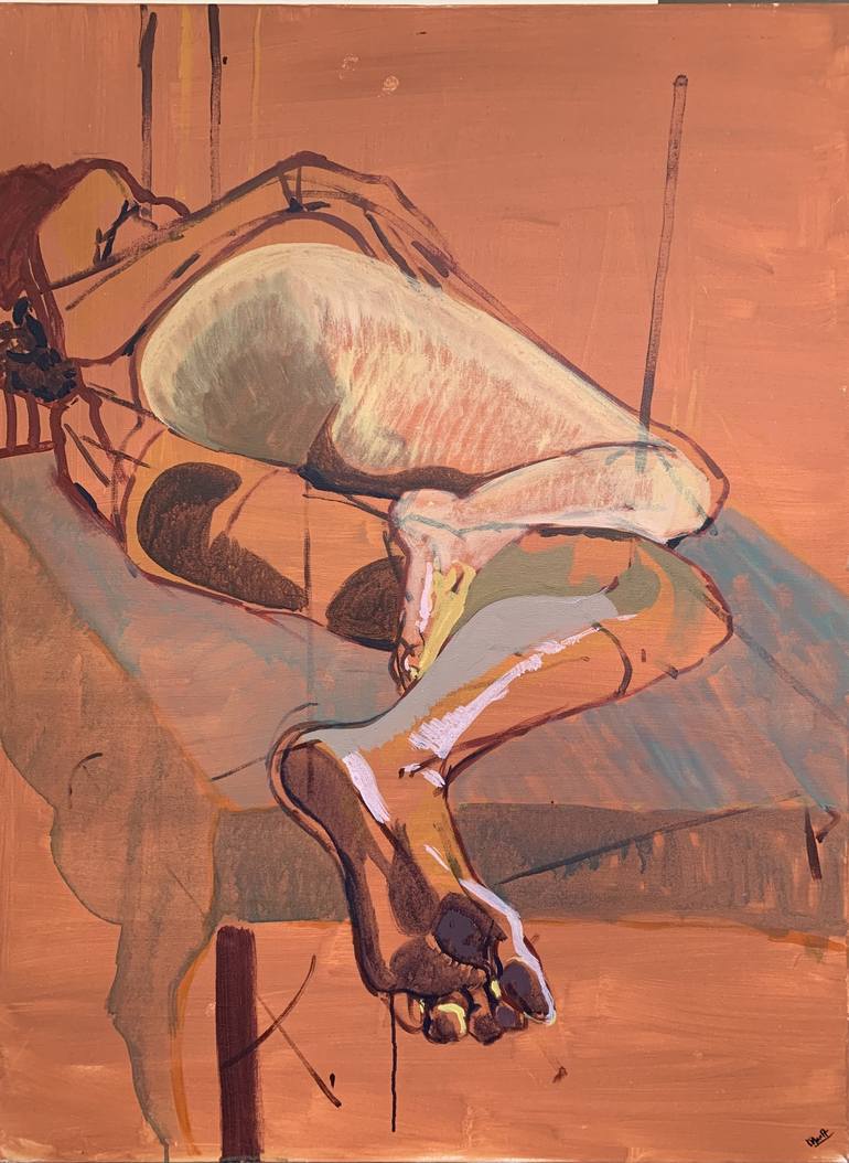 Reclining Female Nude on Turquoise Drape Painting by Hanna Bell | Saatchi  Art