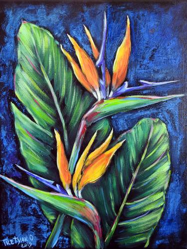 STRELITZIA BIRD OF PARADISE TROPICAL FLOWER Acrylic thumb