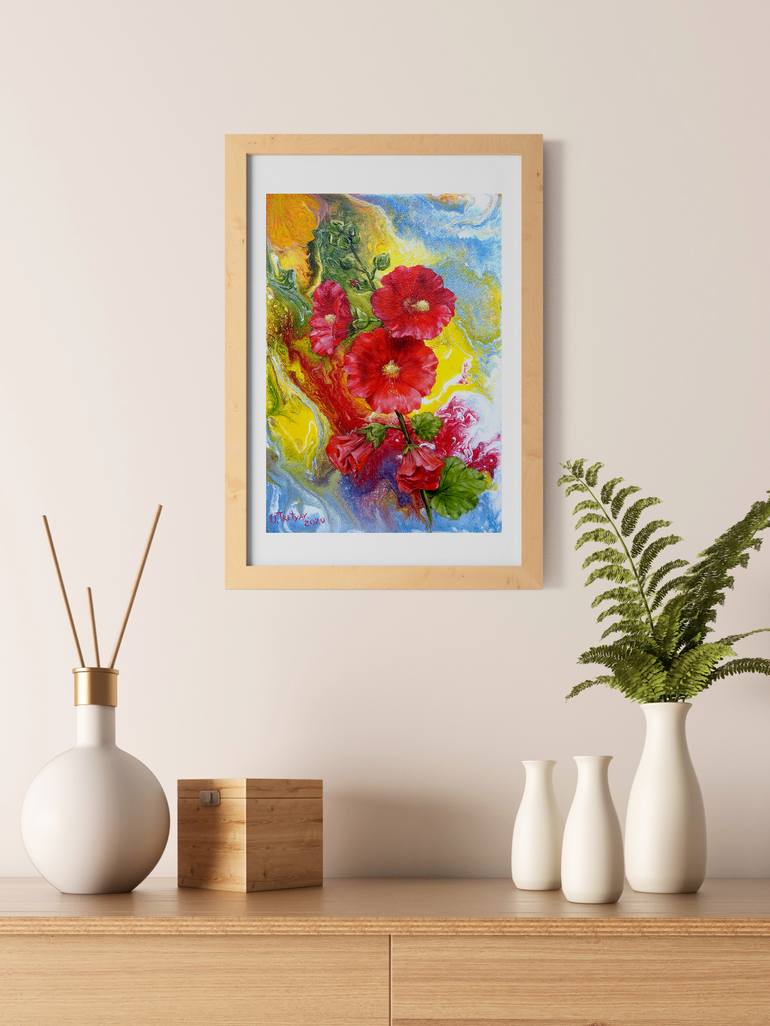 Original Abstract Expressionism Floral Painting by Olga Tretyak