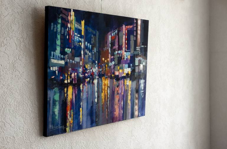 Original Cubism Cities Painting by Oleksandr Neliubin