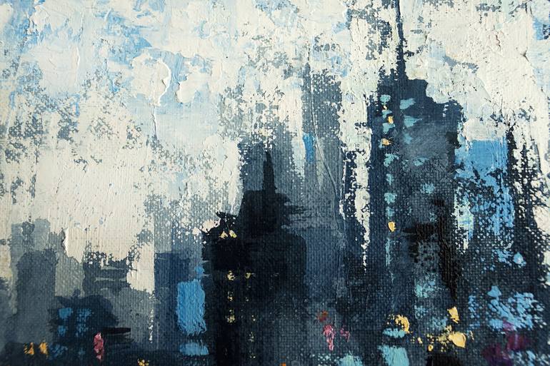 Original Abstract Expressionism Cities Painting by Oleksandr Neliubin