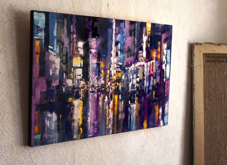 Original Abstract Expressionism Cities Painting by Oleksandr Neliubin