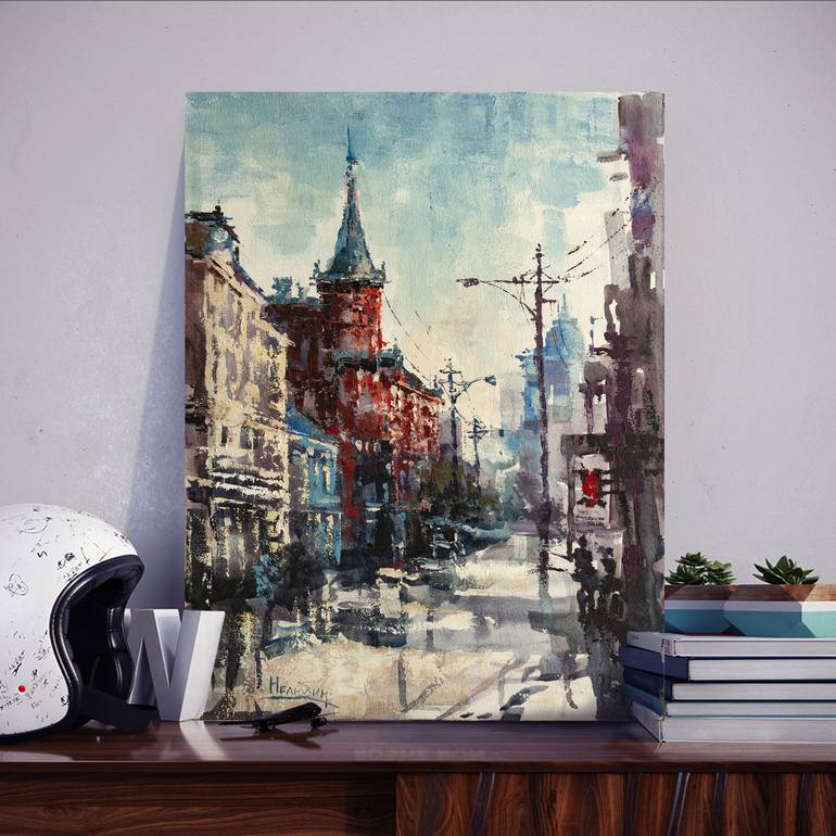 Old town, city landscape Painting by Oleksandr Neliubin | Saatchi Art