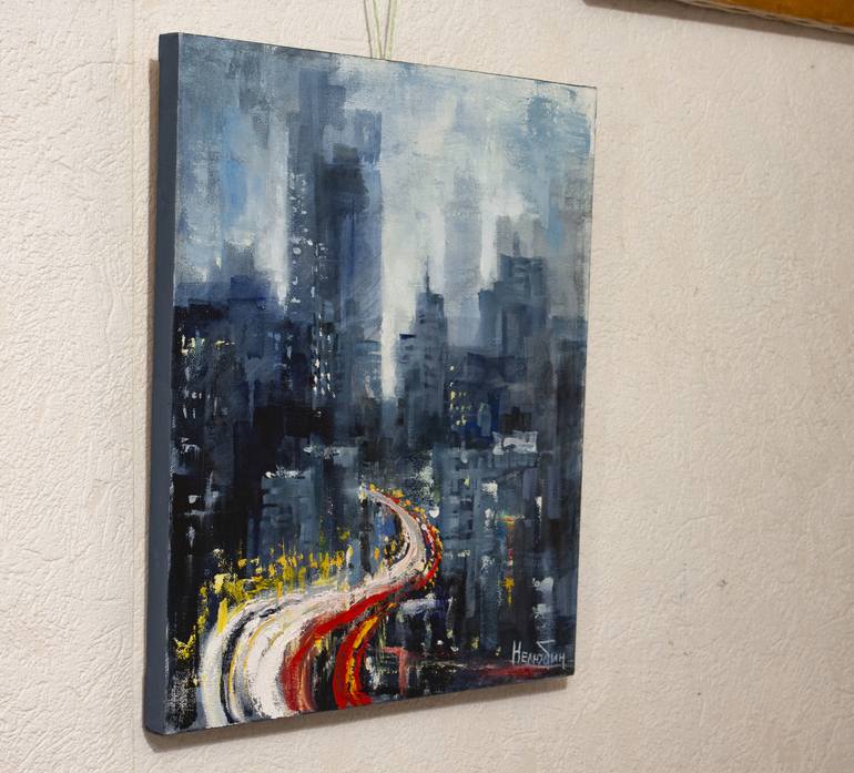 Original Abstract Cities Painting by Oleksandr Neliubin