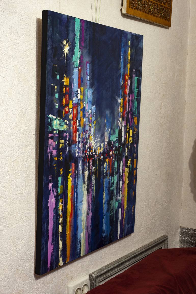 Original Abstract Expressionism Cities Painting by Oleksandr Neliubin